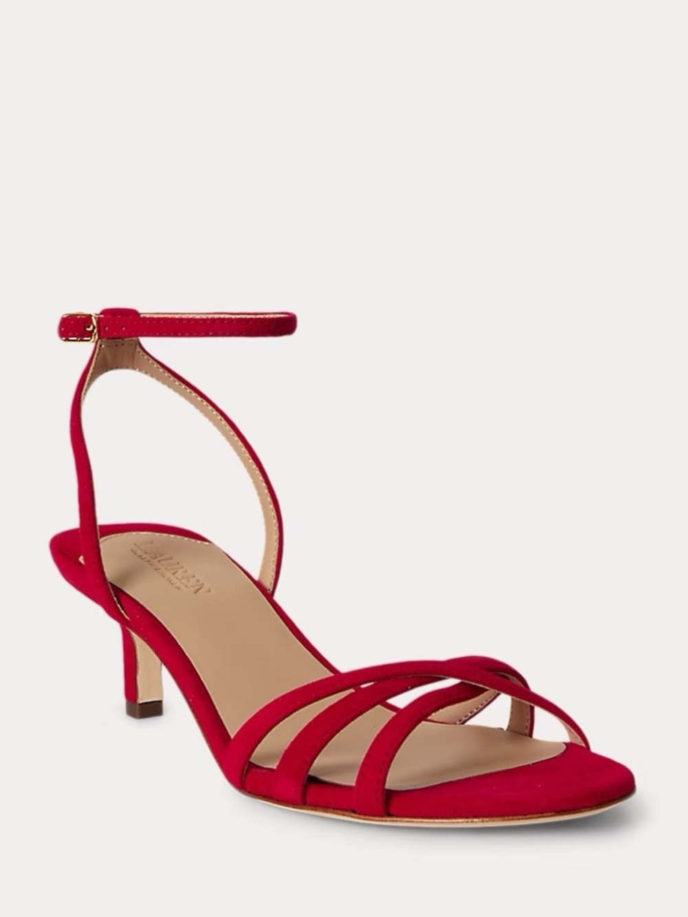Lauren Ralph Lauren Kendal Red Suede Kitten Heels Size 8.5 NEW